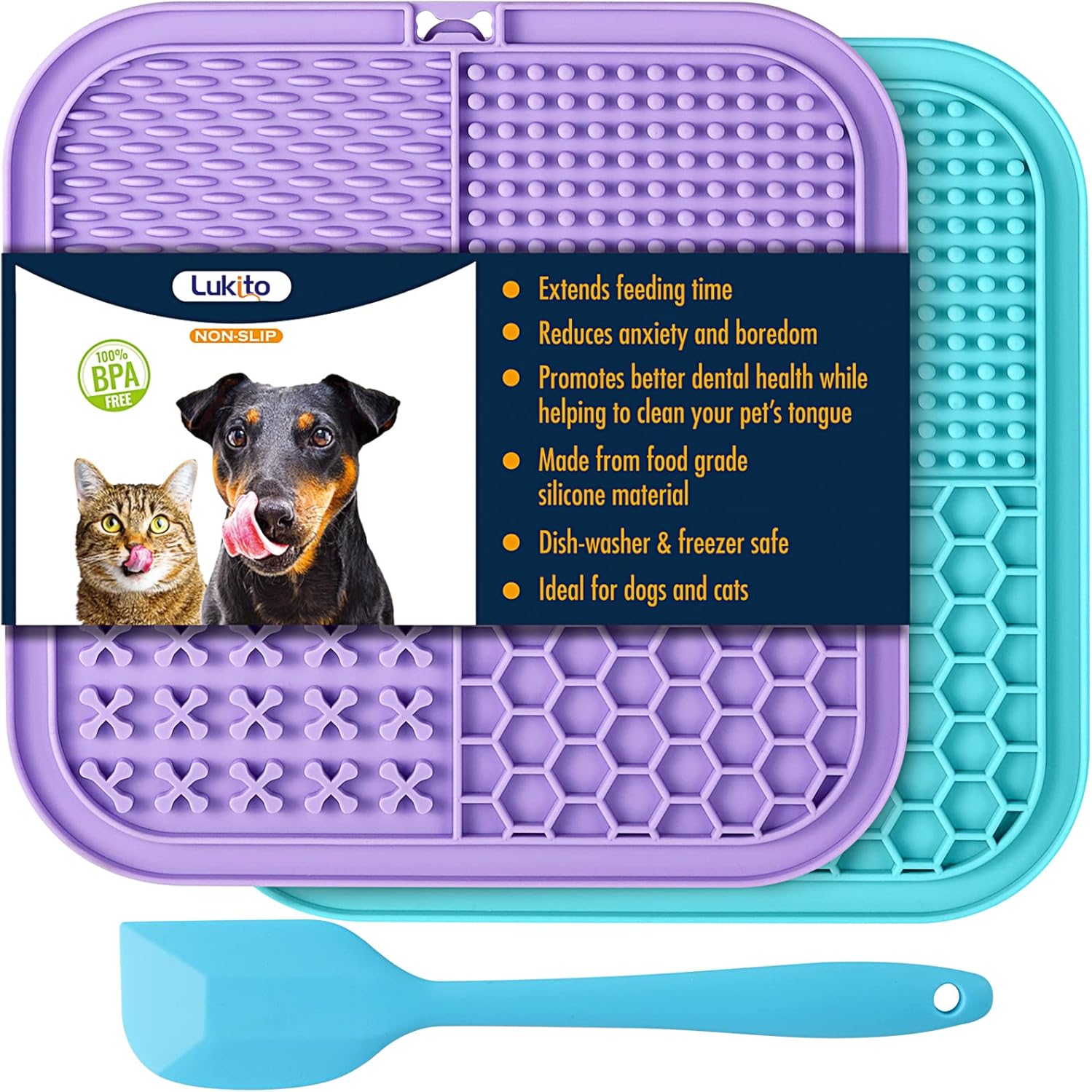 Silicone Pet Lick Mat for Dogs and Cats, Slow Feeding Treat Mat with Suction Cups