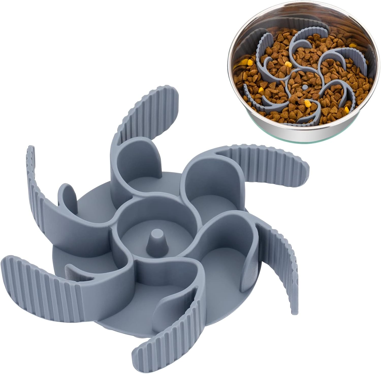 Silicone Slow Feeder Insert for Dog Bowls, Pet Food Puzzle Divider for Slower Eating
