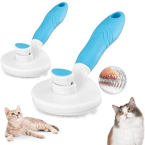 Self-Cleaning Pet Slicker Brush for Dogs and Cats, Grooming and Deshedding Tool