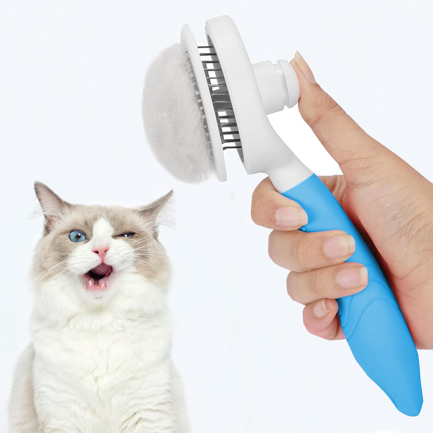 Self-Cleaning Pet Slicker Brush for Dogs and Cats, Grooming and Deshedding Tool