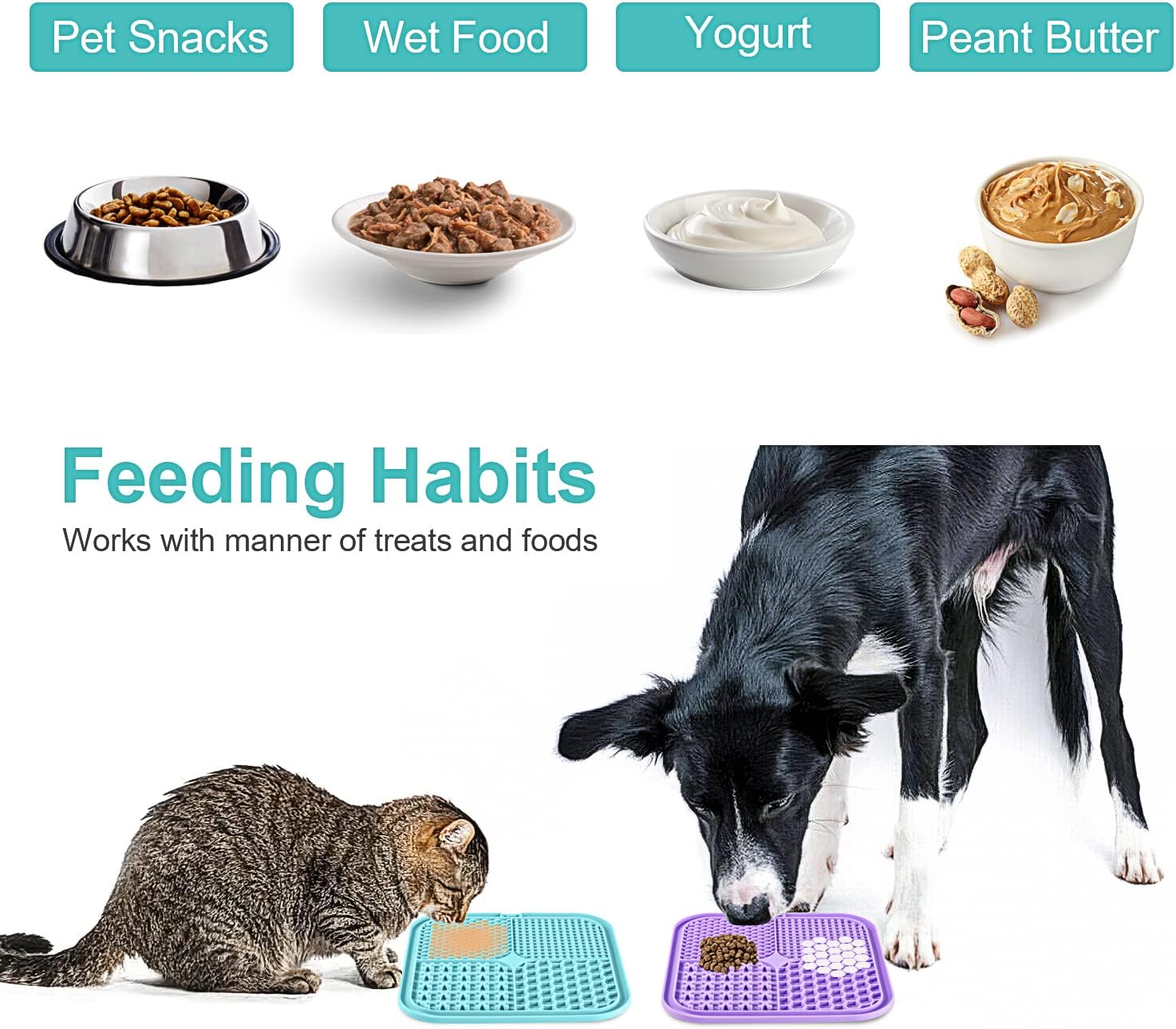 Silicone Pet Lick Mat for Dogs and Cats, Slow Feeding Treat Mat with Suction Cups
