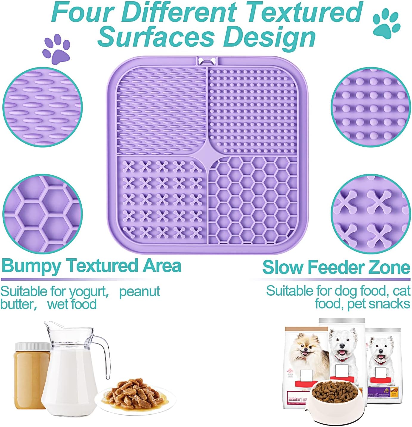 Silicone Pet Lick Mat for Dogs and Cats, Slow Feeding Treat Mat with Suction Cups