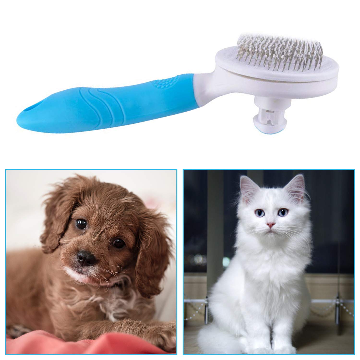 Self-Cleaning Pet Slicker Brush for Dogs and Cats, Grooming and Deshedding Tool