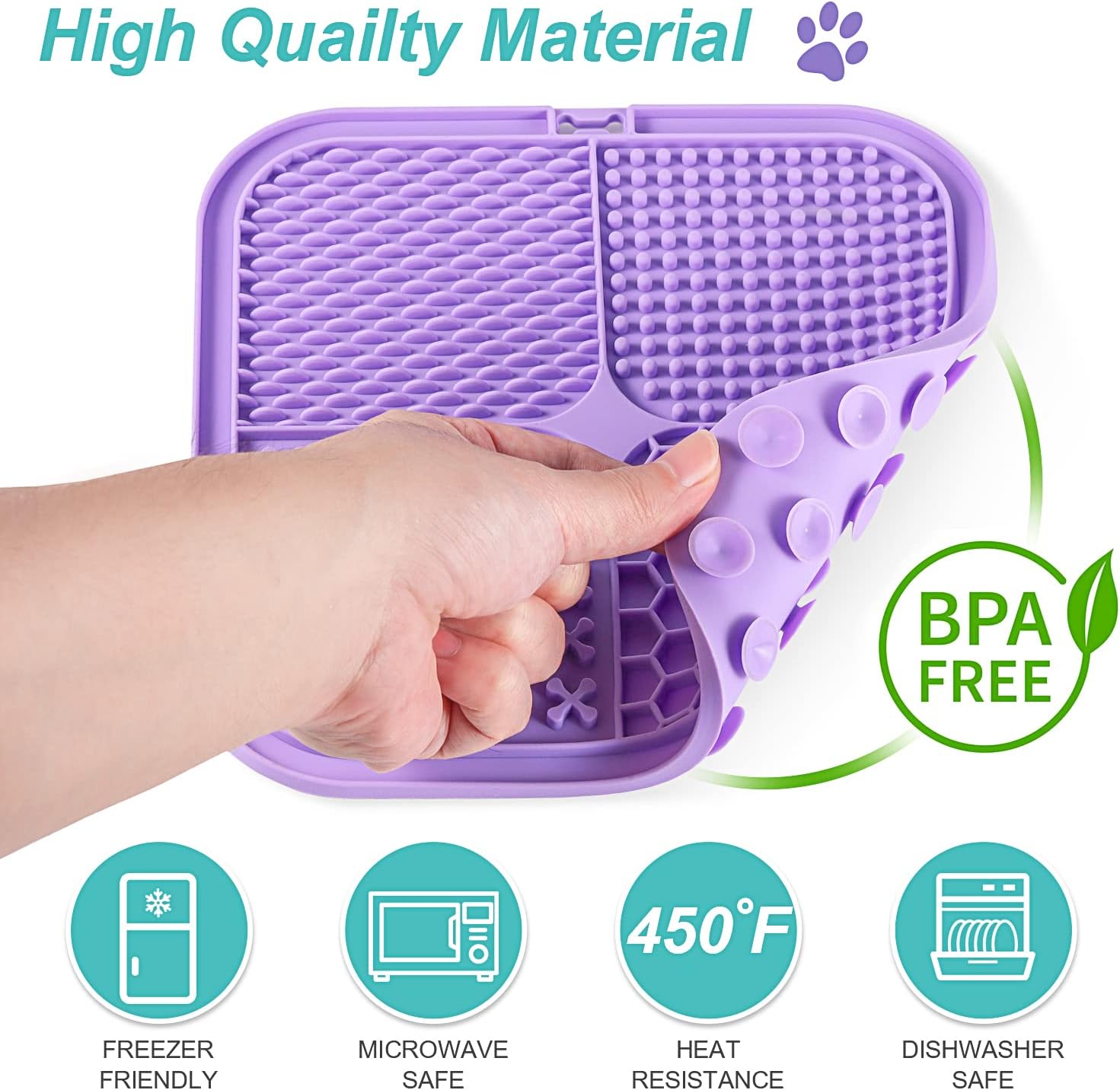 Silicone Pet Lick Mat for Dogs and Cats, Slow Feeding Treat Mat with Suction Cups